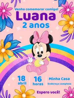 Convite Aniversário Minnie Baby para Editar Online