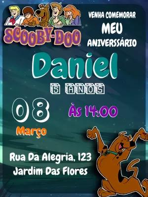 Convite de Aniversário Scooby-Doo Editável Online