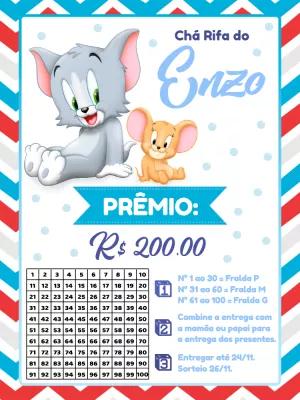 Convite Chá Rifa Tom e Jerry Baby para Editar e Imprimir