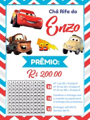 Chá Rifa Carros com Personagens para Editar Online