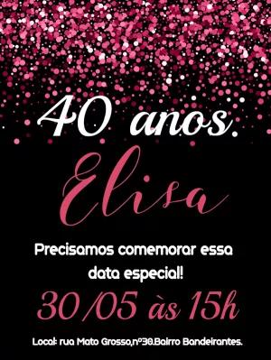Convite de Aniversário com Glitter Rosa para Editar Online