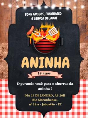 Convite de Aniversário Churrasco Rústico para Editar Online