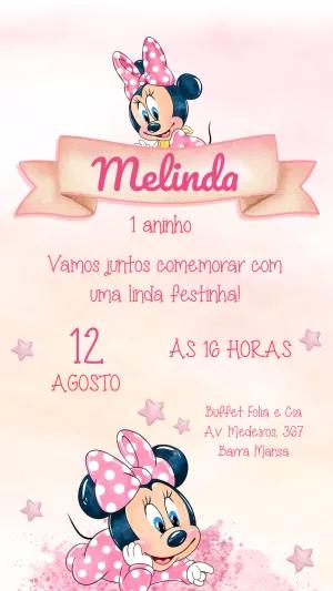Convite Aniversário Minnie Baby Rosa para Editar Online