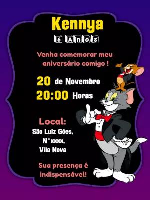 Convite de Aniversário Tom & Jerry para Editar Online