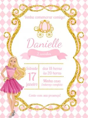 Convite de Aniversário Barbie Princesa para Editar Online