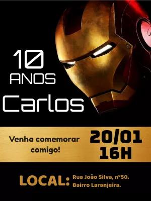 Convite de Aniversário Homem de Ferro para Editar Online