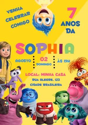 Convite Aniversário Divertida Mente 2 com Personagens para Editar