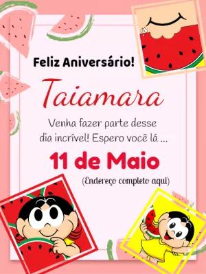 Convite de Aniversário Magali Turma da Mônica para Editar