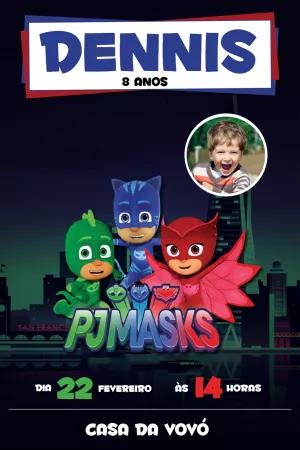 Convite de Aniversário PJ Masks com Foto para Editar Online