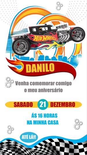 Convite de Aniversário Hot Wheels para Editar Online e Enviar