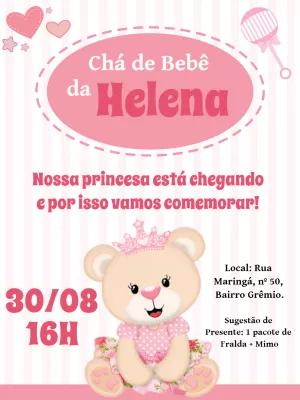 Convite Chá de Bebê Ursinha Princesa para Editar Online