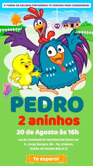 Convite Aniversário Galinha Pintadinha para Editar Online