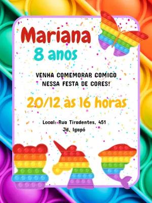 Convite Aniversário Pop It Fidget Toys para Editar Online