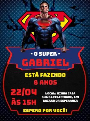 Convite de Aniversário Super Homem para Editar Online