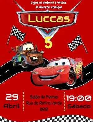 Convite de Aniversário Carros Editável com Personagens