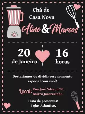 Convite de Chá de Casa Nova com Utensílios para Editar Online