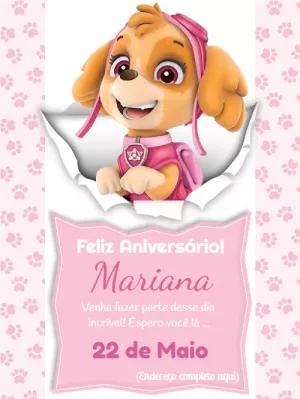 Convite Aniversário Skye Patrulha Canina para Editar Online
