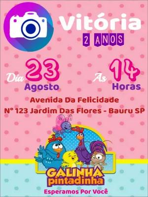 Convite Aniversário Galinha Pintadinha com Foto para Editar