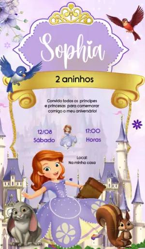 Convite Aniversário Princesinha Sofia para Editar Online