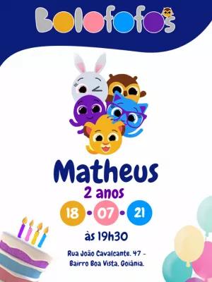 Convite Aniversário Bolofofos com Personagens para Editar Online