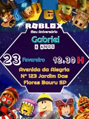 Convite de Aniversário Roblox com Personagens para Editar Online