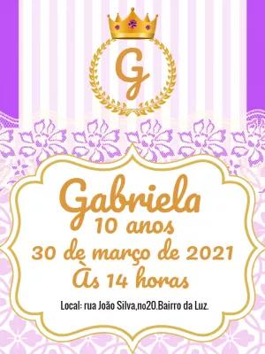 Convite Aniversário Princesa Realeza com Coroa para Editar