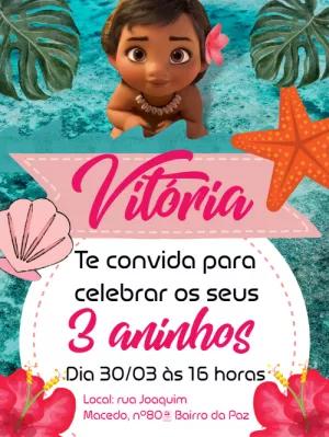 Convite de Aniversário Moana Baby para Editar Online