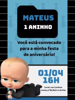 Convite Aniversário Poderoso Chefinho para Editar Online
