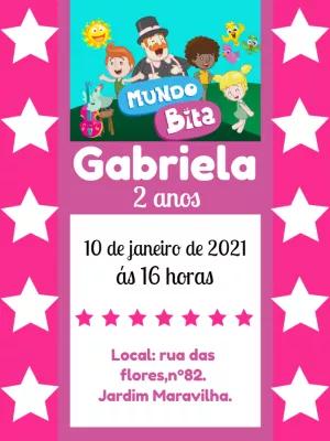 Convite de Aniversário Mundo Bita Rosa para Editar Online