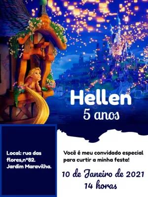 Convite de Aniversário Enrolados com Rapunzel para Editar Online
