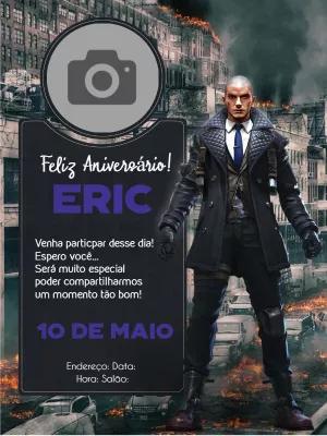 Convite Aniversário Free Fire com Foto para Editar Online