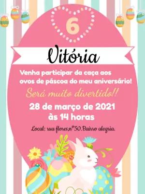 Convite de Aniversário Páscoa com Coelhinho para Editar