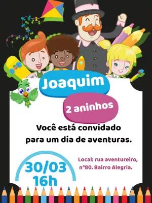 Convite Aniversário Mundo Bita com Personagens para Editar Online