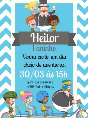 Convite de Aniversário Mundo Bita com Personagens para Editar