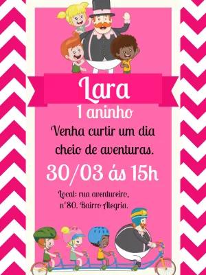 Convite de Aniversário Mundo Bita Rosa para Editar Online