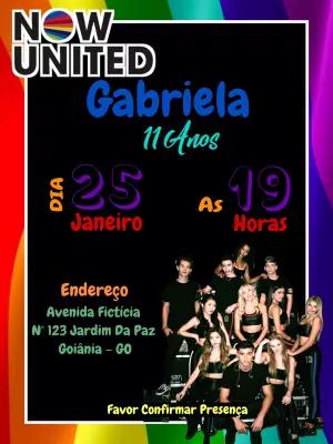 Convite de Aniversário Now United Colorido para Editar Online