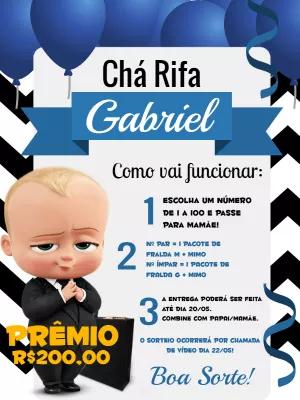 Convite Chá Rifa Poderoso Chefinho Editável Online