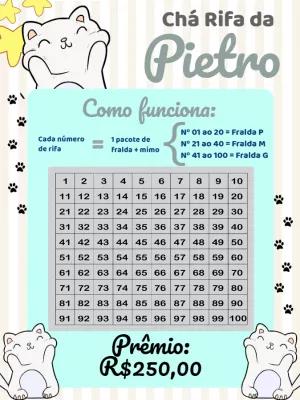 Chá Rifa Gatinho Fofo: Convite Editável Online