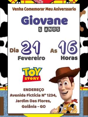 Convite Aniversário Toy Story com Personagens Editável Online