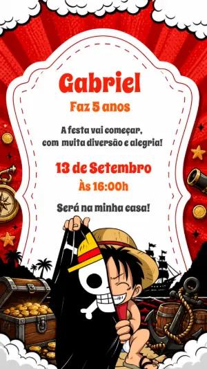 Convite de Aniversário One Piece: Modelo Digital Editável