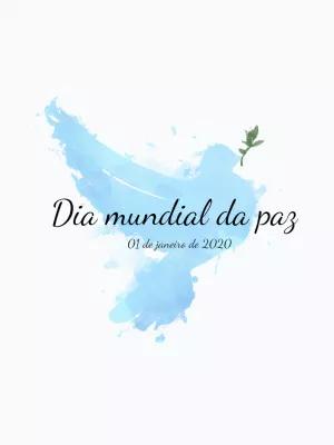 Post Dia Mundial da Paz com Pomba para Editar e Compartilhar