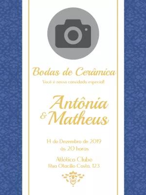 Convite Bodas de Cerâmica com Foto para Editar Online