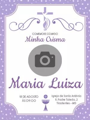 Convite de Crisma com Foto para Editar e Personalizar