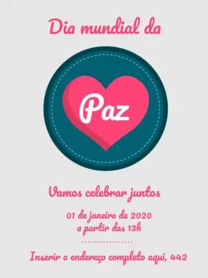 Post Dia Mundial da Paz com Coração para Editar Online