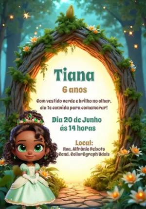 Convite Aniversário Princesa Tiana para Editar Online
