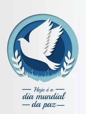 Arte Dia da Paz com Pomba Branca para Editar Online