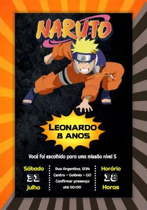 Convite de Aniversário Naruto para Editar e Imprimir