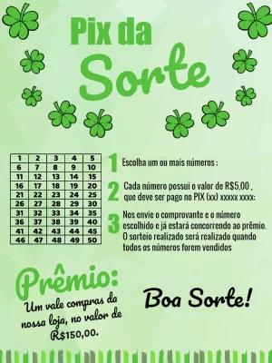 Rifa Pix da Sorte com Trevos para Editar Online e Imprimir