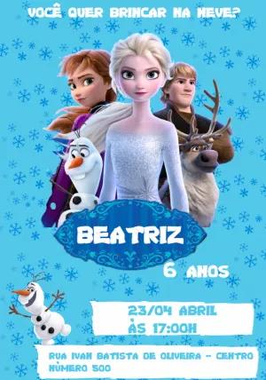 Convite de Aniversário Frozen com Personagens para Editar Online