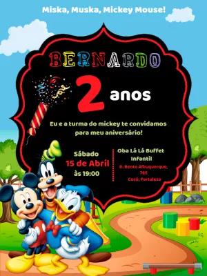 Convite Aniversário Turma do Mickey Mouse para Editar Online